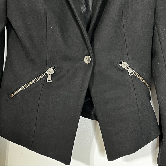 Zara Black Fitted Blazer with Gold Zippers Women’s Size M - Picture 2 of 7